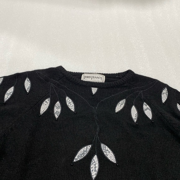 Vintage Lord Isaac’s Black Crewneck Sweater Snakeskin Appliqué Silk Angora Med - Picture 6 of 13